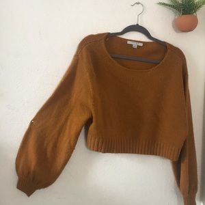 Camel sweater with flattering sleeves